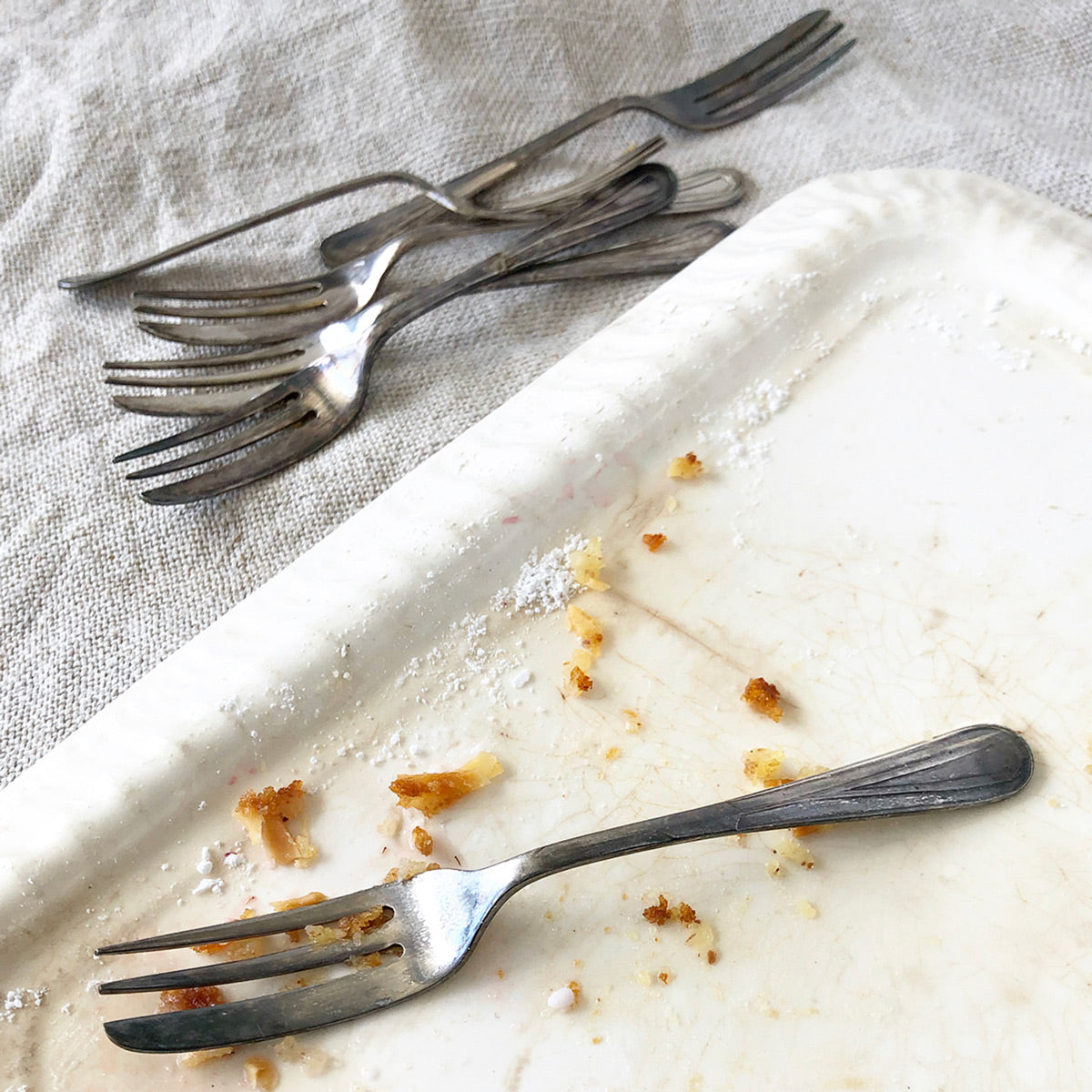 Six Vintage Silver Plated Art Deco Style Cake Forks at Ten Green Balloons Marketplace